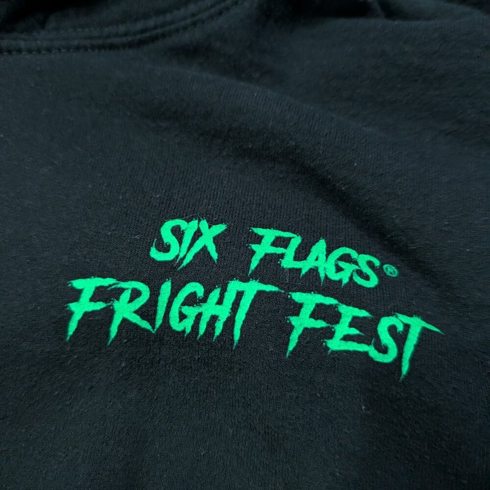 Six Flags Fright Fest Hoodie Sweatshirt Clown Halloween Sz S Great Adventure - Picture 4 of 11